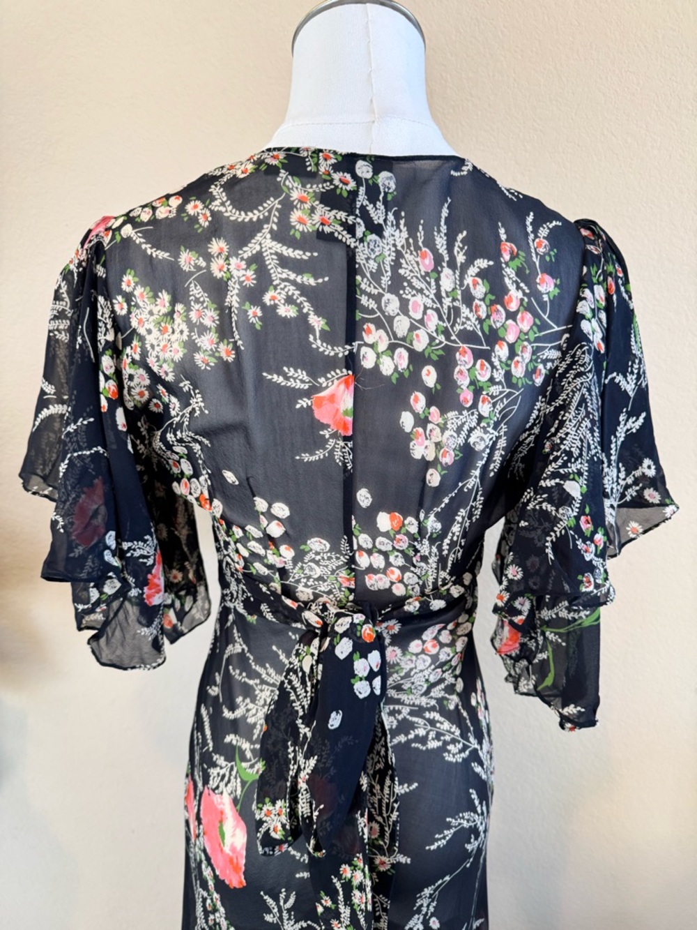 Girls From Savoy Anthropologie Sz 0 Dress Black Floral Sheer Silk Chiffon Gatsby - Picture 10 of 16